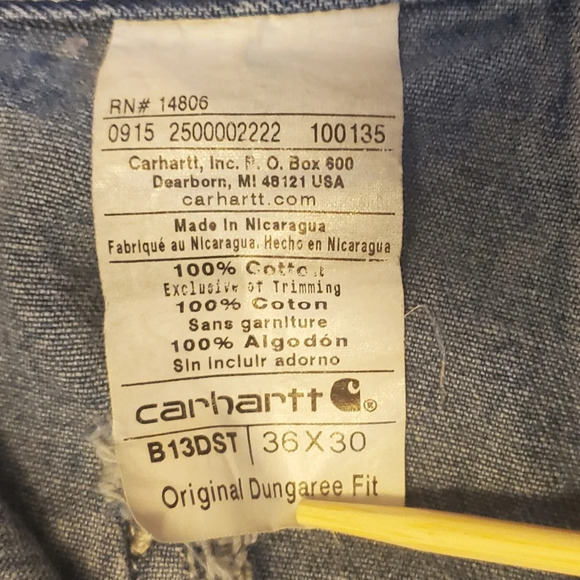 Carhartt Dungrees Fit‎ Work Carpenter Jeans B13DST 36X30 Gorpcore/Distressed - Picture 7 of 15